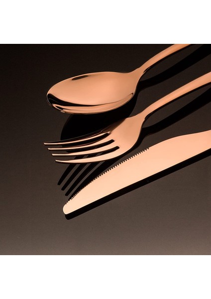 30 Adet Paslanmaz Çelik Ayna Cilalı 6 Kişilik Çatal Bıçak Seti (Pembe Altın) (Yurt Dışından) fırsatları