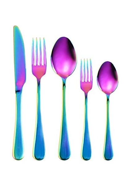 3 Kişilik 15 Adet Paslanmaz Çelik Çatal Bıçak Seti (Gökkuşağı) (Yurt Dışından)