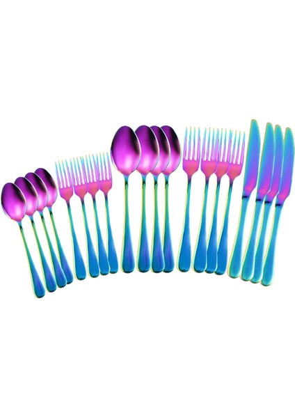 6 Kişilik 30 Adet Paslanmaz Çelik Çatal Bıçak Seti (Gökkuşağı) (Yurt Dışından)