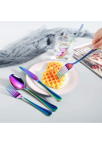 6 Kişilik 30 Adet Paslanmaz Çelik Çatal Bıçak Seti (Gökkuşağı) (Yurt Dışından) modelleri