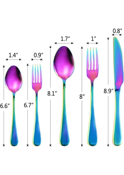 6 Kişilik 30 Adet Paslanmaz Çelik Çatal Bıçak Seti (Gökkuşağı) (Yurt Dışından) fırsatları