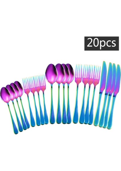 6 Kişilik 30 Adet Paslanmaz Çelik Çatal Bıçak Seti (Gökkuşağı) (Yurt Dışından) indirimleri