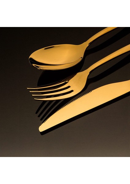 20 Adet Paslanmaz Çelik Ayna Cilalı 4 Kişilik Çatal Bıçak Seti (Altın Titanyum) (Yurt Dışından) fırsatları