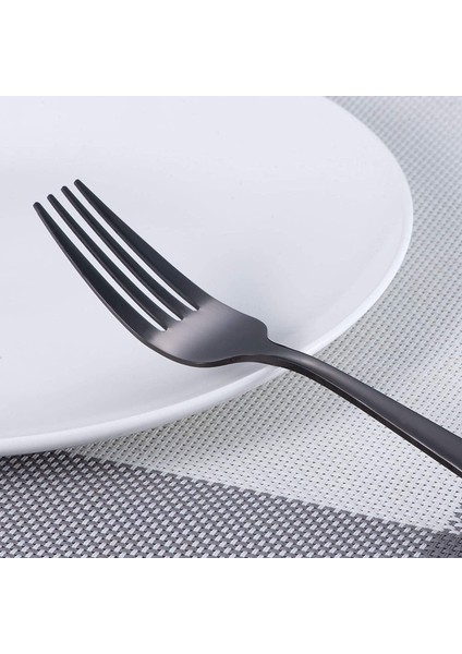 20 Adet Paslanmaz Çelik Gümüş Ayna Cilalı Sofra Takımı Seti Siyah (Yurt Dışından) fırsatları