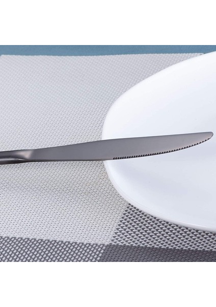 40 Adet Paslanmaz Çelik Gümüş Ayna Cilalı Sofra Takımı Seti Siyah (Yurt Dışından) fırsatları