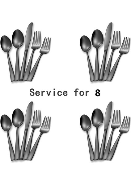 40 Adet Paslanmaz Çelik Gümüş Ayna Cilalı Sofra Takımı Seti Siyah (Yurt Dışından) indirimleri