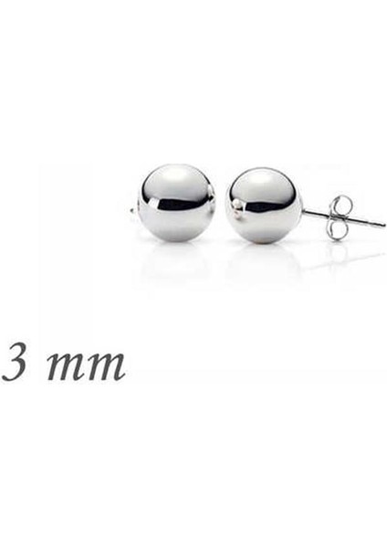 Gümüş Top Küpe - 3 Mm