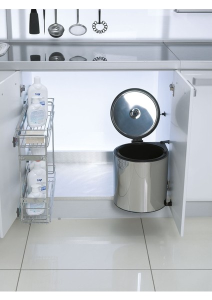 Paslanmaz Krom Çelik 10 Litre Dolap Içi Çöp Kovası S 2251