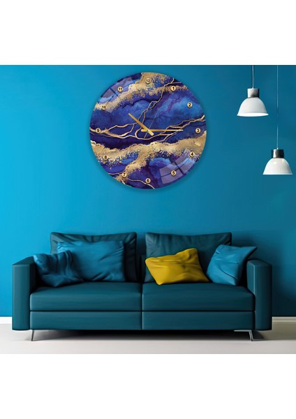 Mermer Desen Cam Saat - 40 cm modelleri