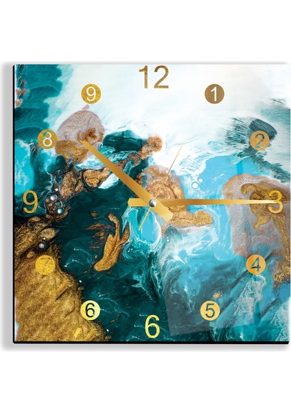 Renkli Mermer Cam Saat - 40 cm