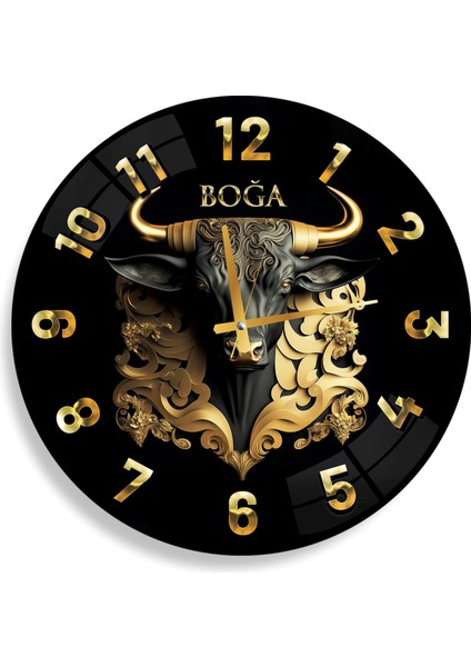 Boğa Burcu Cam Saat - 40 cm