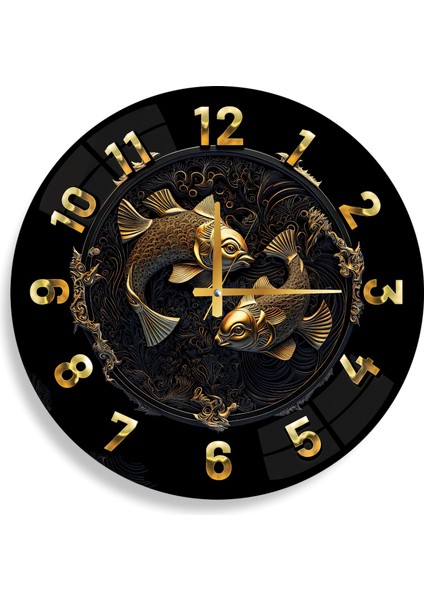 Balık Burcu Cam Saat - 60 cm