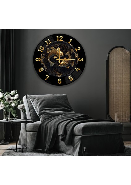 Balık Burcu Cam Saat - 60 cm modelleri