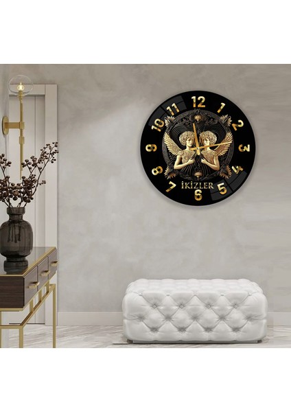 Ikizler Burcu Cam Saat - 60 cm