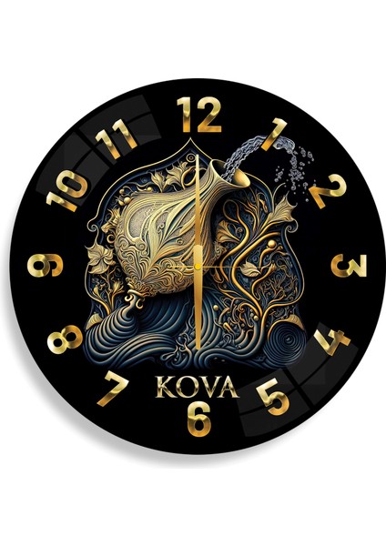 Kova Burcu Cam Saat - 40 cm