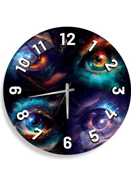 Renkli Gözler Cam Saat - 40 cm