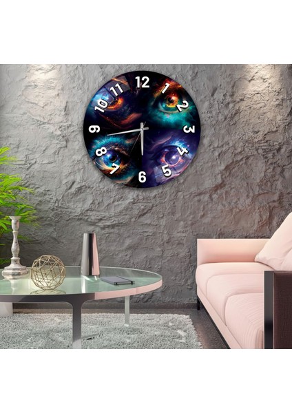 Renkli Gözler Cam Saat - 40 cm modelleri