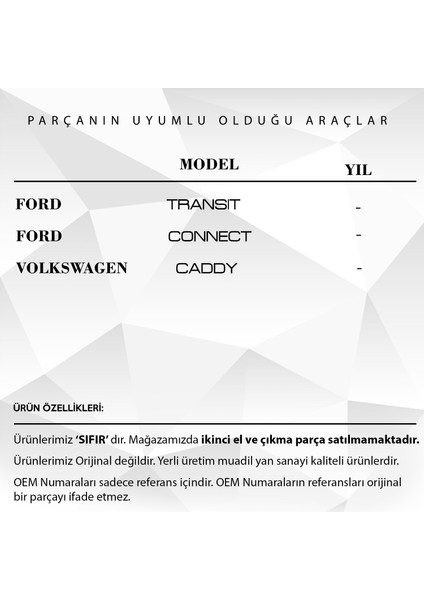 Ford Transit Için Orta Kapı Kilit Dişli Takımı