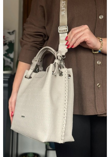 Büyük Boy Örgü Detaylı 4 Bölmeli Kadın Omuz Çantası 4031