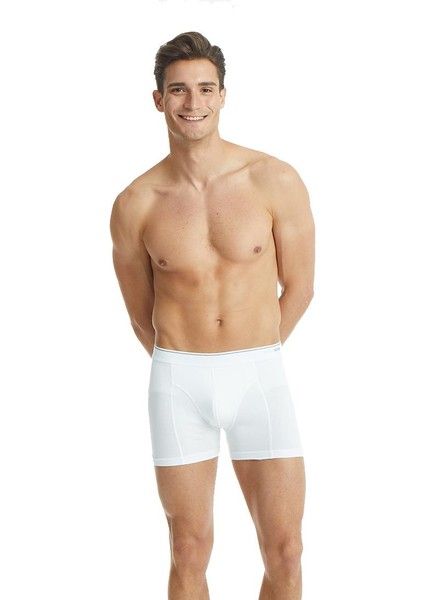 Erkek Beyaz Pamuklu Boxer 9233