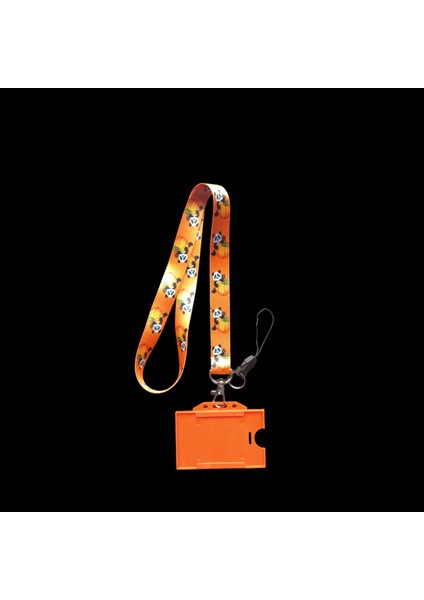 Panda Yaka Kartı, Boyun Askı Ipi, Kart Askı Ipi, Telefon Askı Aparatı, Turuncu Yatay Kartlı