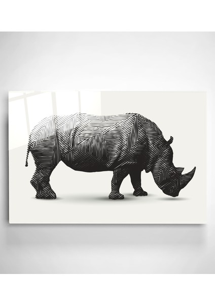 Çizgili Gergedan Cam Tablo, Dekoratif Cam Tablo