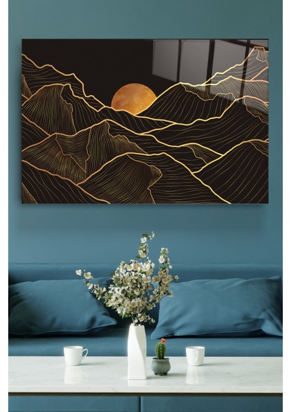 Gold Dolunay Cam Tablo, Dekoratif Cam Tablo modelleri