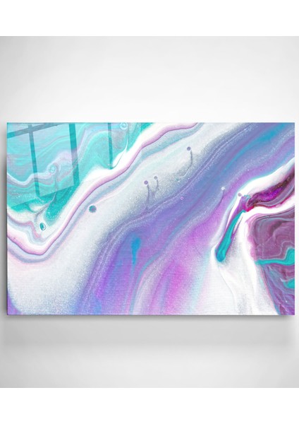 Mor ve Yeşil Uyumu Cam Tablo, Dekoratif Cam Tablo