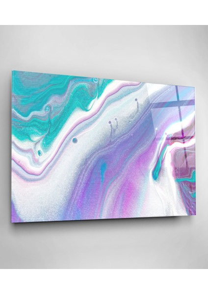 Mor ve Yeşil Uyumu Cam Tablo, Dekoratif Cam Tablo fiyatları