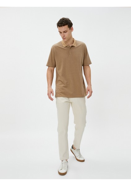 Basic Polo Yaka Tişört Düğmeli Kısa Kollu
