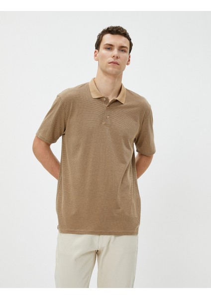 Basic Polo Yaka Tişört Düğmeli Kısa Kollu