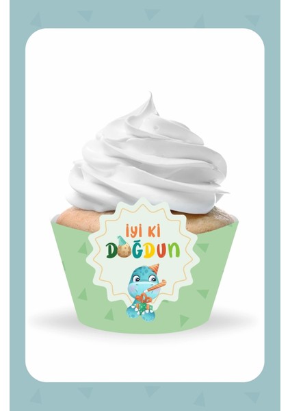 Baby Dinozor Temalı Cupcake Sargısı 8'li