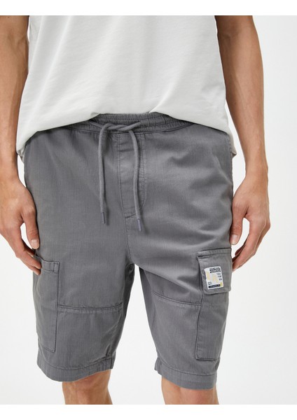 Kargo Şort Cepli Etiket Baskı Detaylı Beli Bağcıklı indirimleri