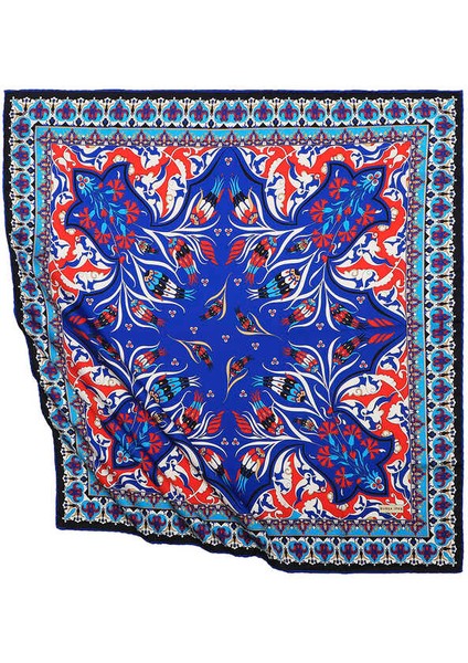 Saks Türk Motifli Çintemani Karanfil Desen Ipeksi Eşarp