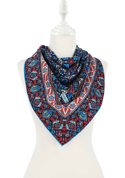 Siyah Türk Motifli Çini Desen Ipeksi Eşarp fiyatları