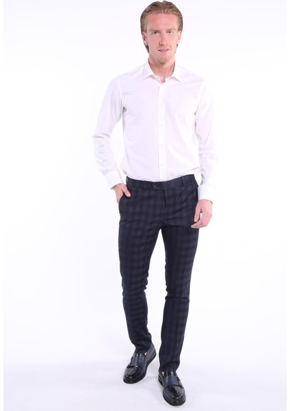 Intersivin Erkek Slim Fit Kareli Desen Kumaş Pantolon