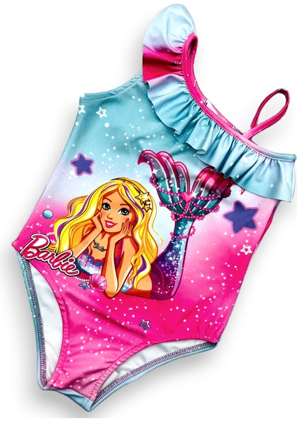 Kız Çocuk Çizgi Film Barbie Karakterli Tek Kol Fırfırlı Askılı Mayo Elsa Lol Mickey Baskı Yeni Sezon fiyatları