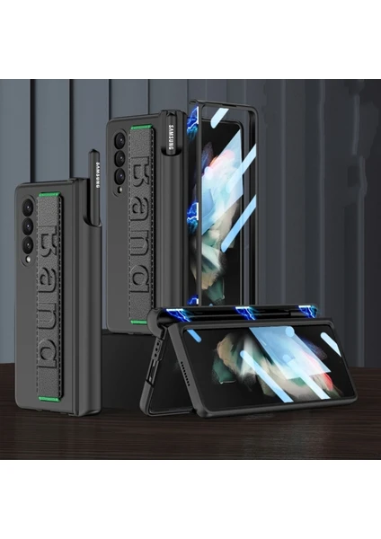 EHZ Teknoloji Galaxy Z Fold 3 Kılıf Kasa ve Ekran Koruyucu 360 Tam Koruma El Geçmeli Kapak+Kalem Bölmeli