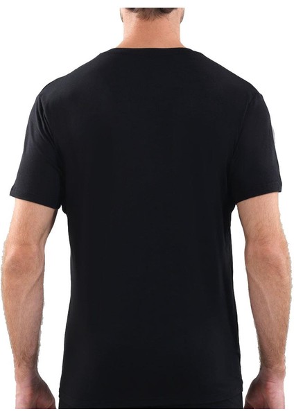 Silver V Yaka Kısa Kol Siyah T-Shirt 9308 fiyatları
