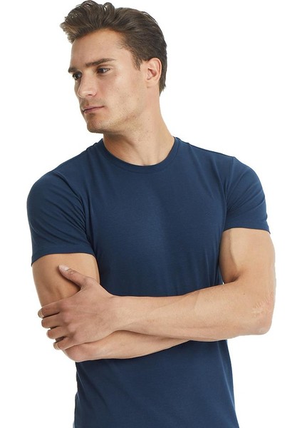 Silver V Yaka Kısa Kol Lacivert T-Shirt 9308 modelleri