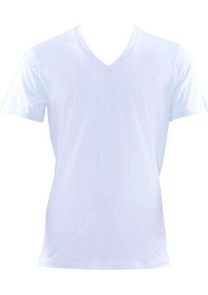 Erkek Aura Beyaz Kısa Kol V Yaka T-Shirt 9508 fiyatları