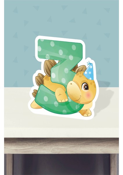 Baby Dinozor Temalı Ayaklı Rakam Panosu - 3 Yaş (40 Cm)