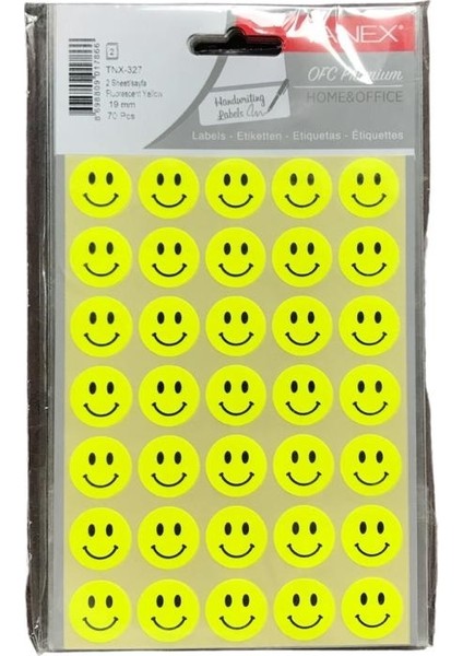 Etiket Tnx- 327 Gülen Yüz Etiket 70 Adet - Sarı
