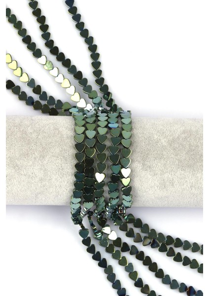 Yeşil Hematit Doğal Taş Dizi 6 mm Kalp Model