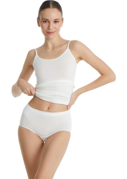 Essential Büyük Beden Yüksek Bel Krem Slip 1307