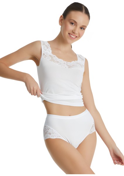 Kadın Private Dantelli Midi Beyaz Slip Külot 1333 fiyatları