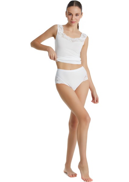 Kadın Private Dantelli Midi Beyaz Slip Külot 1333 modelleri