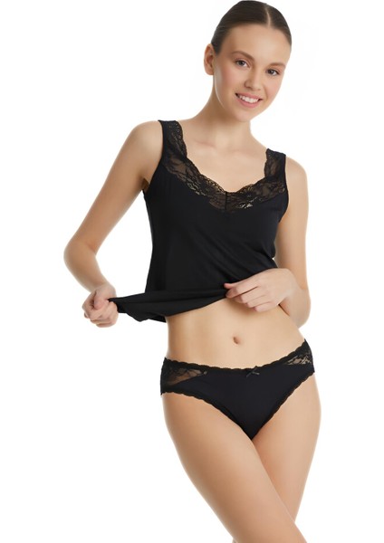 Kadın Micro Touch Lace Bref Siyah Slip Külot 1772 modelleri