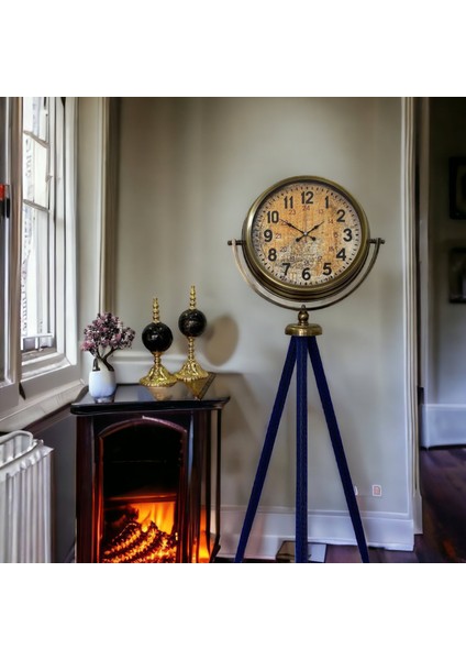 Eskitme Metal Ofis Salon Otel Ayaklı Seyyar Saat B14