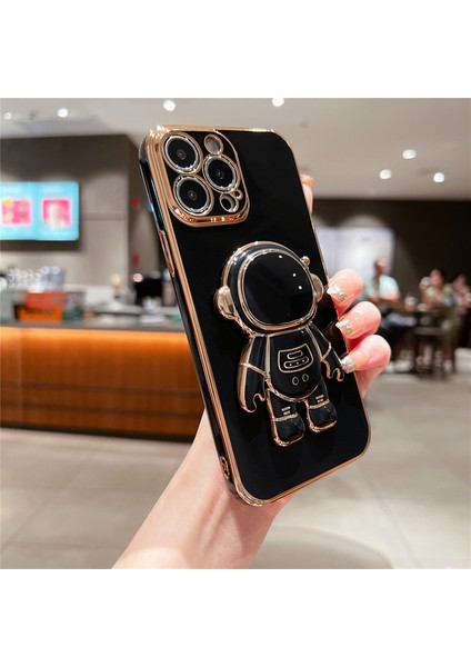 Apple iphone 13 Pro Max Uyumlu Kılıf Astronot Gizli Standlı Silikon Tutuculu Katlanabilir Lazer Tpu